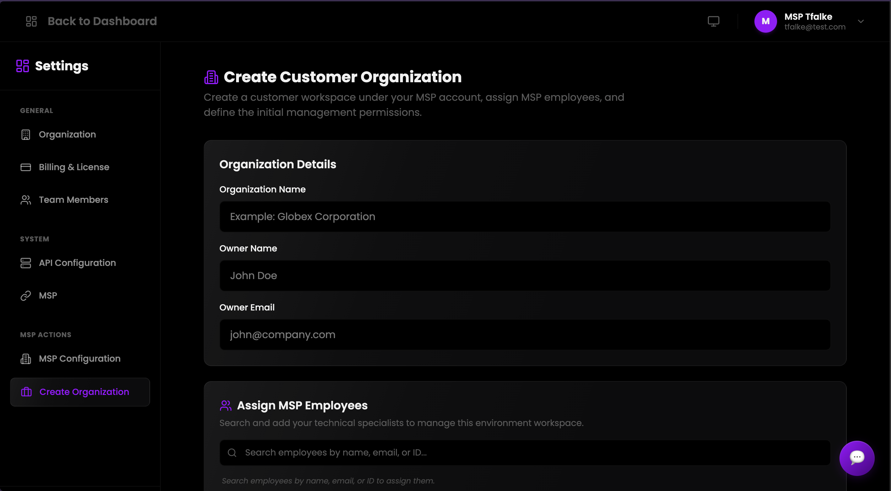 Provisioning a New Customer Workspace