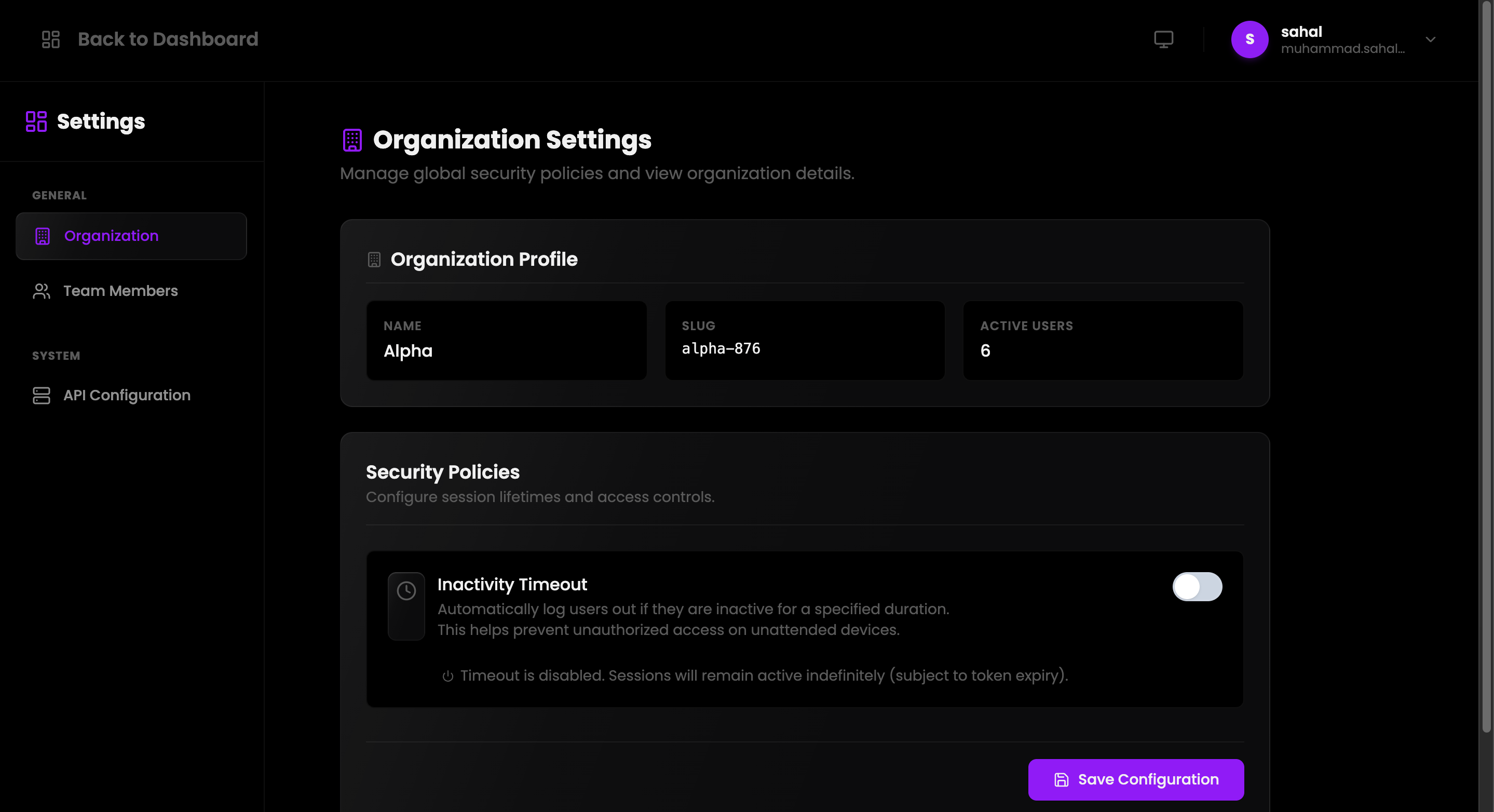 Organization Settings